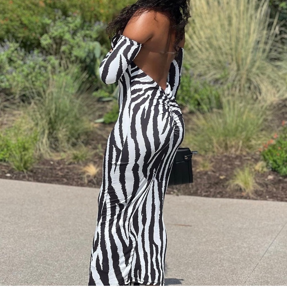 Zebra backless Bodycon Dress